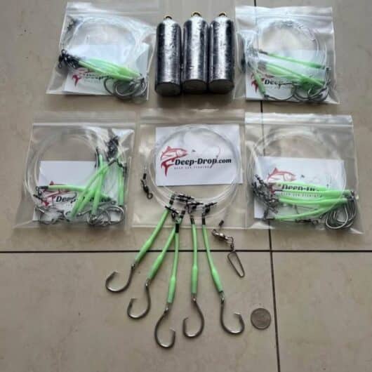 5 Premium Deep Drop Rigs + 3 × 3 lb Sinkers