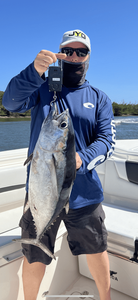 A 14-pound tuna caught on a slow pitch jig