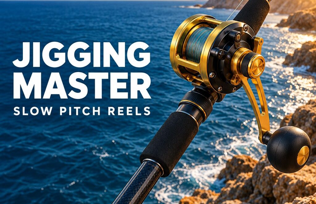JIGGING MASTER slow pitch reels — illustrative jigging reel banner