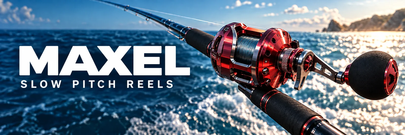 Maxel slow pitch reels — illustrative jigging reel banner