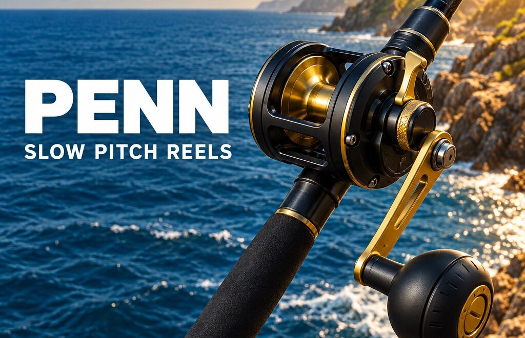 PENN slow pitch reels — illustrative jigging reel banner