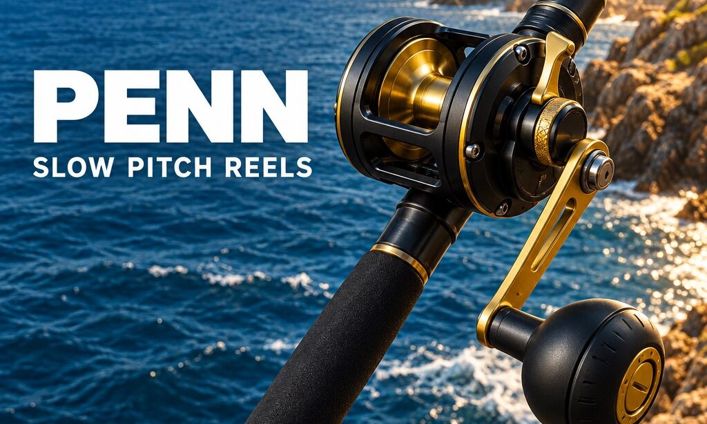 PENN slow pitch reels — illustrative jigging reel banner