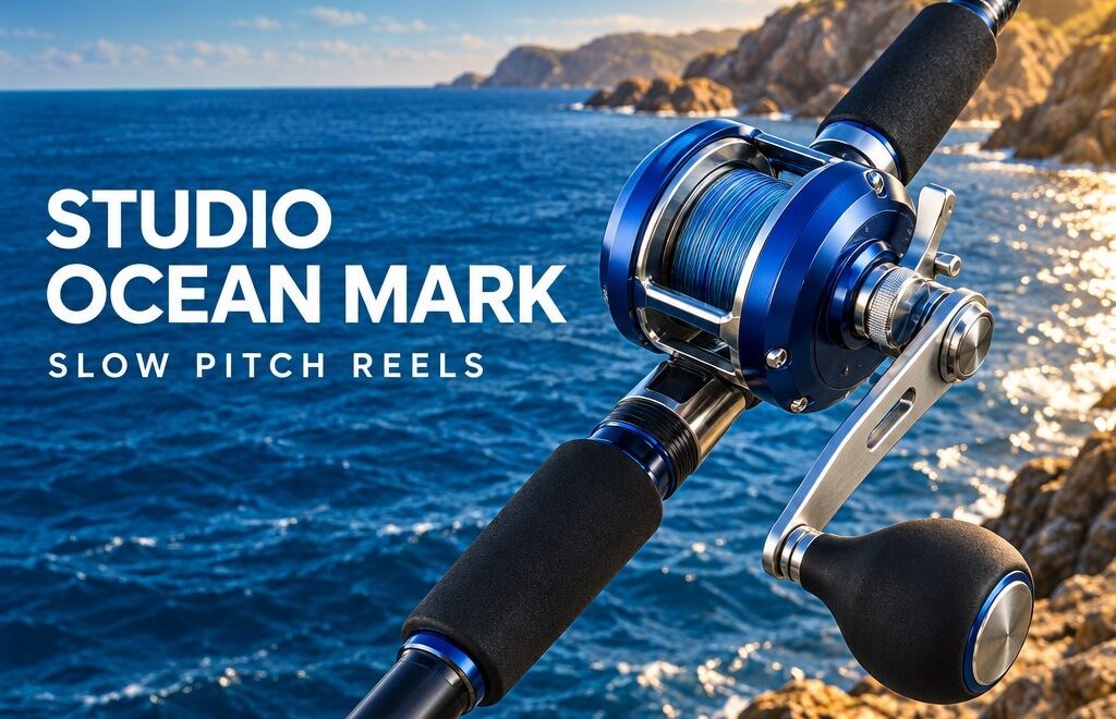 STUDIO OCEAN MARK slow pitch reels — illustrative jigging reel banner