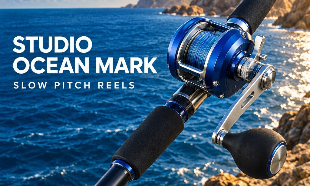 STUDIO OCEAN MARK slow pitch reels — illustrative jigging reel banner