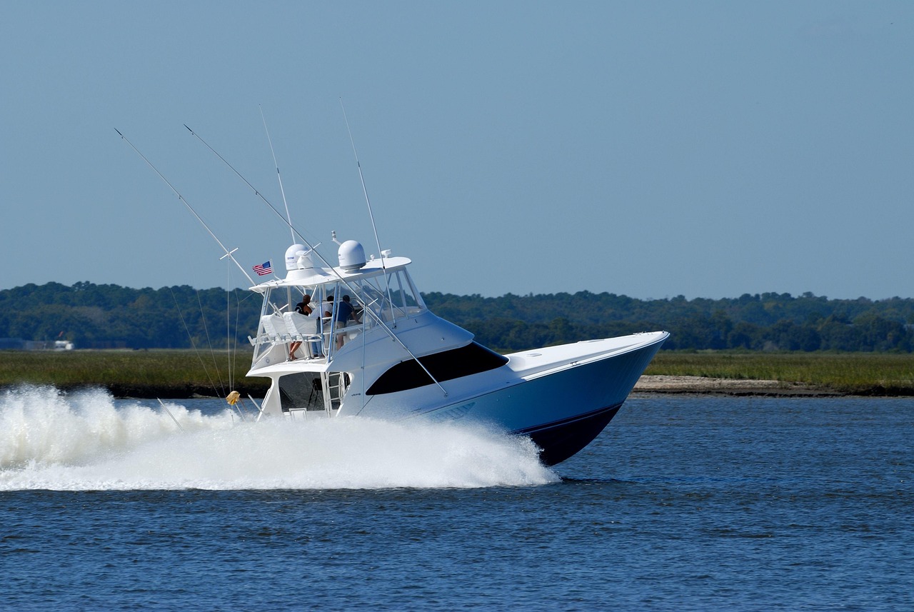 Rods set out while trolling from a charter sportfishing boat